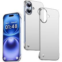 GRECAZO Ultra Thin Frosted Designed for iPhone 16 Frameless Case 6.1 inch Slim Minimalist Lightweight Matte Hard Cover Protective Borderless Case- Silvery
