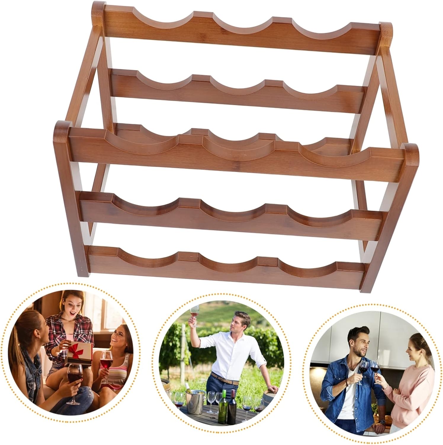 ABOOFAN Solid Wood Wine Rack Compact Wine Display Shelf for Living Room for 6 Bottles Premium Quality