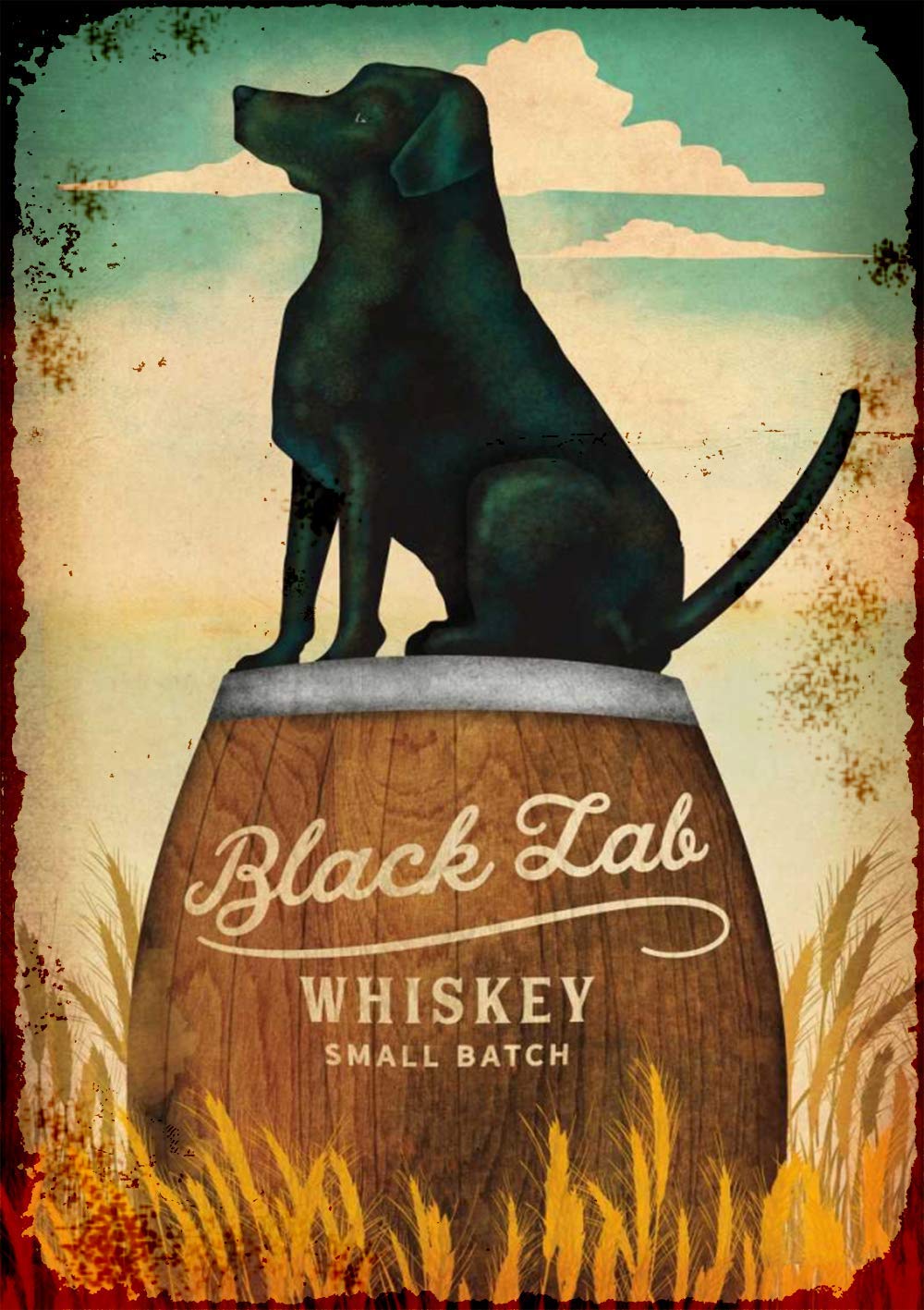 Black Lab Whiskey Vintage Retro Rustic Metal Tin Sign Pub Wall Deor Art es 12x16 Inch Metal tin Signs