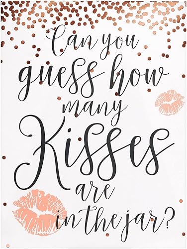 Miniatura 7 de Sparkle and Bash Juego de despedida de soltera Adivina cuántos besos para 60 invitados para bodas (1 tablero de reglas, 60 tarjetas de adivinanzas)