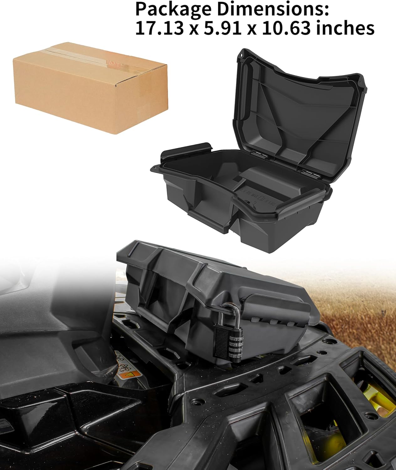 KEWISAUTO Storage Cargo Box for Can-Am Outlander L MAX 6X6 Accessories, 2 GAL (7.5L) Front Rear Bin Back Seat Rack Box Waterproof Tool Box, Replace# 708200408