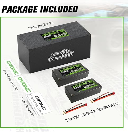 Miniatura 6 de OVONIC Lipo Batería 5000mAh 100C 7.4V 2S Batería RC con conector T estilo Dean para RC Plane DJI Quadcopter RC Avión RC Helicóptero RC Coche Camión