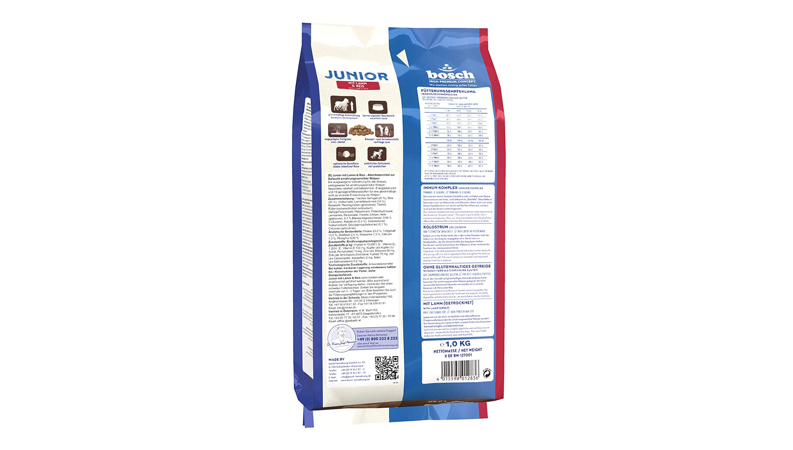 bosch HPC Junior z jagnięciną i ryżem, sucha karma dla psów do hodowli szczeniaków, wrażliwych na odżywianie, 1 x 1 kg