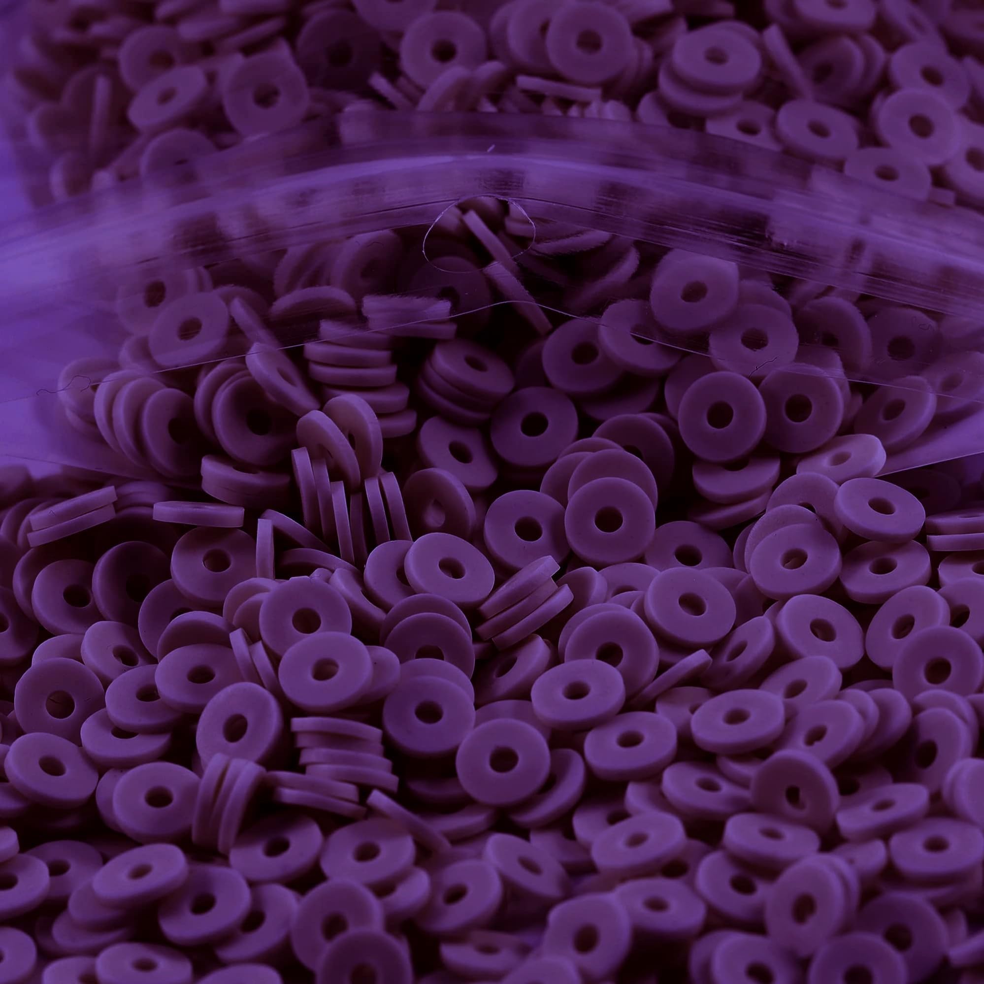 2000pcs Clay Bead 6mm for Bracelets Making, Flat Round Polymer Clay Beads Spacer Heishi Beads for Jewelry Making Earring Bracelets Necklace (Dark Purple 15) — image 1