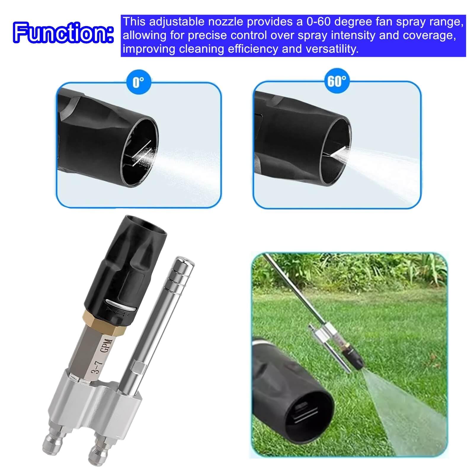 Ugello girevole M5, ugello per sapone a lungo raggio, ugello girevole M5, adatto per idropulitrici da 1000 PSI a 6000 PSI, per 3-7 GPM