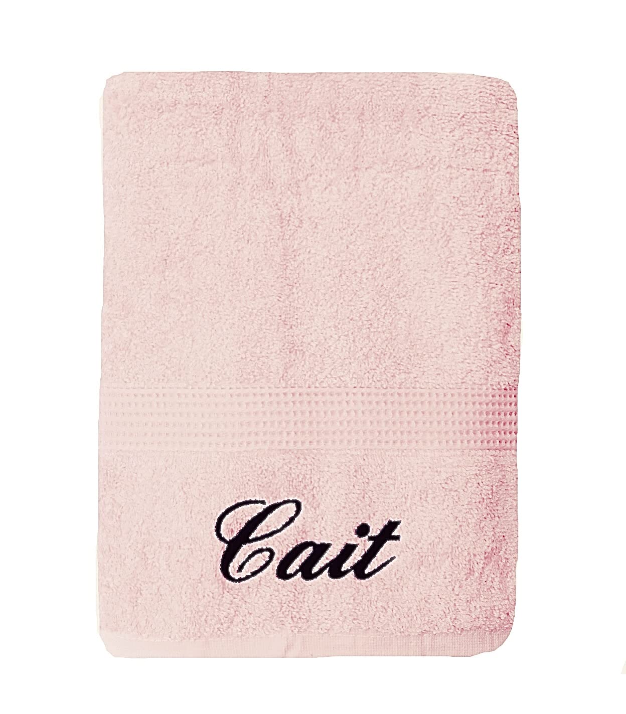 Niche Embroidery Personalised Embroidered Bath Towel Gift with Name Choice (Pink)