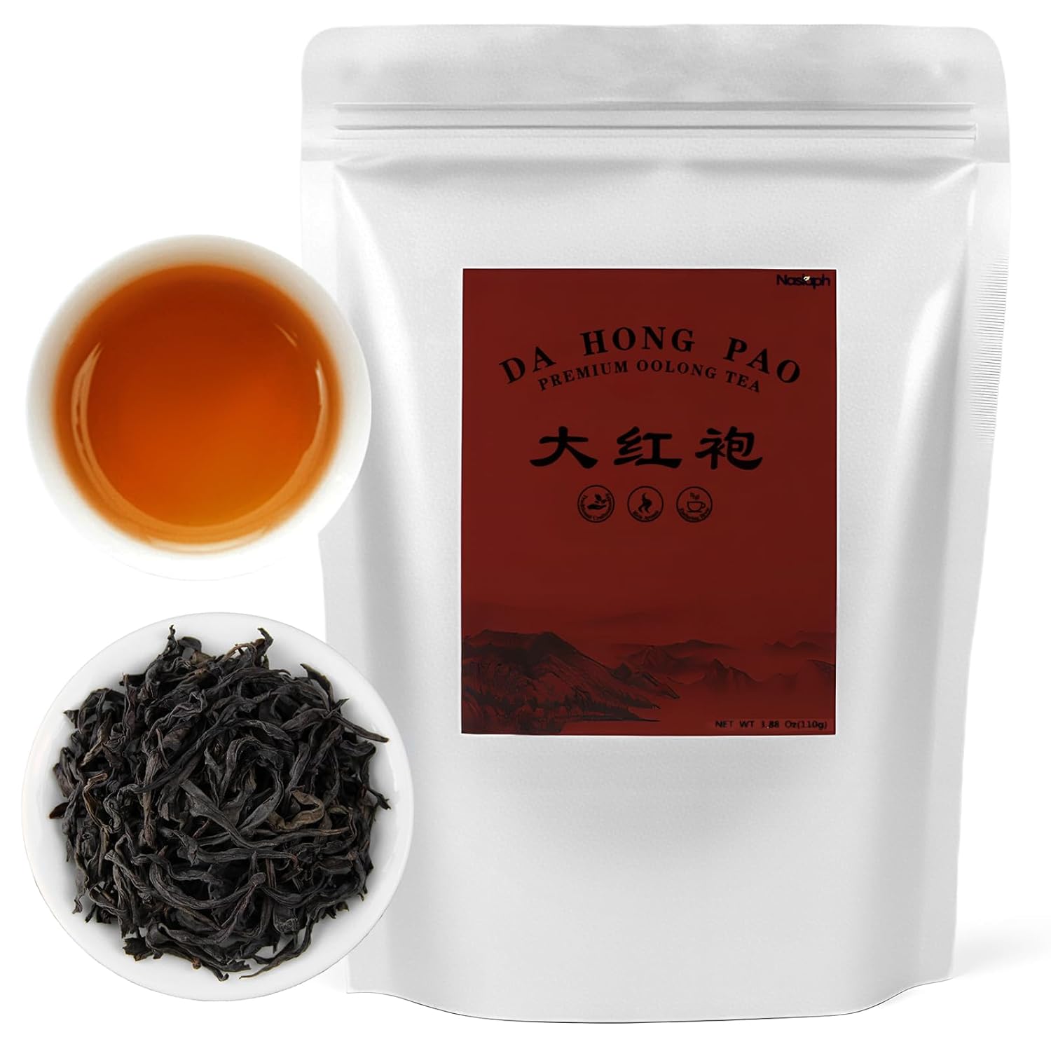 NASLAPH Dahongpao Oolong Tea Loose Leaf, 3.88 Oz Big Red Robe Tea Dahongpao Wuyi Rock High Mountain Oolong, Natural Loose Fragrant and Mellow