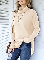 HWOKEFEIYU Women's 2025 Fall Turtleneck Sweater: Trendy Long Sleeve Pullover, Soft Viscose Blend, Side Split Design