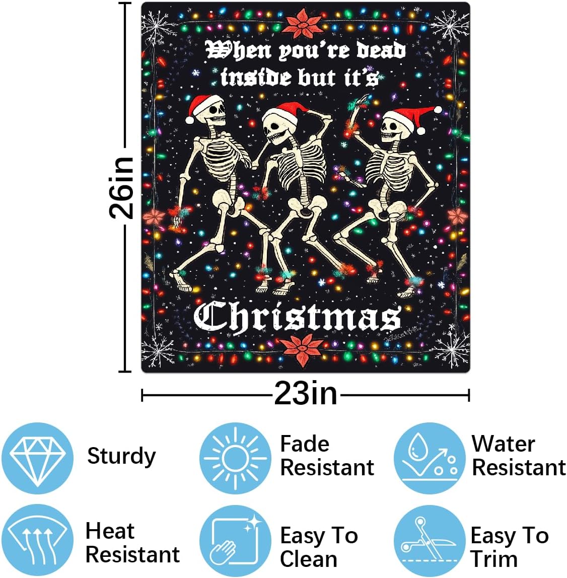 Christmas Skeleton Dancing Dishwasher Magnet Cover, Dishwasher Panel Scratch Resistant Decorative Magnets for Home Kitchen Utensils Decal Refrigerator Decoration 23 x 26 Inch