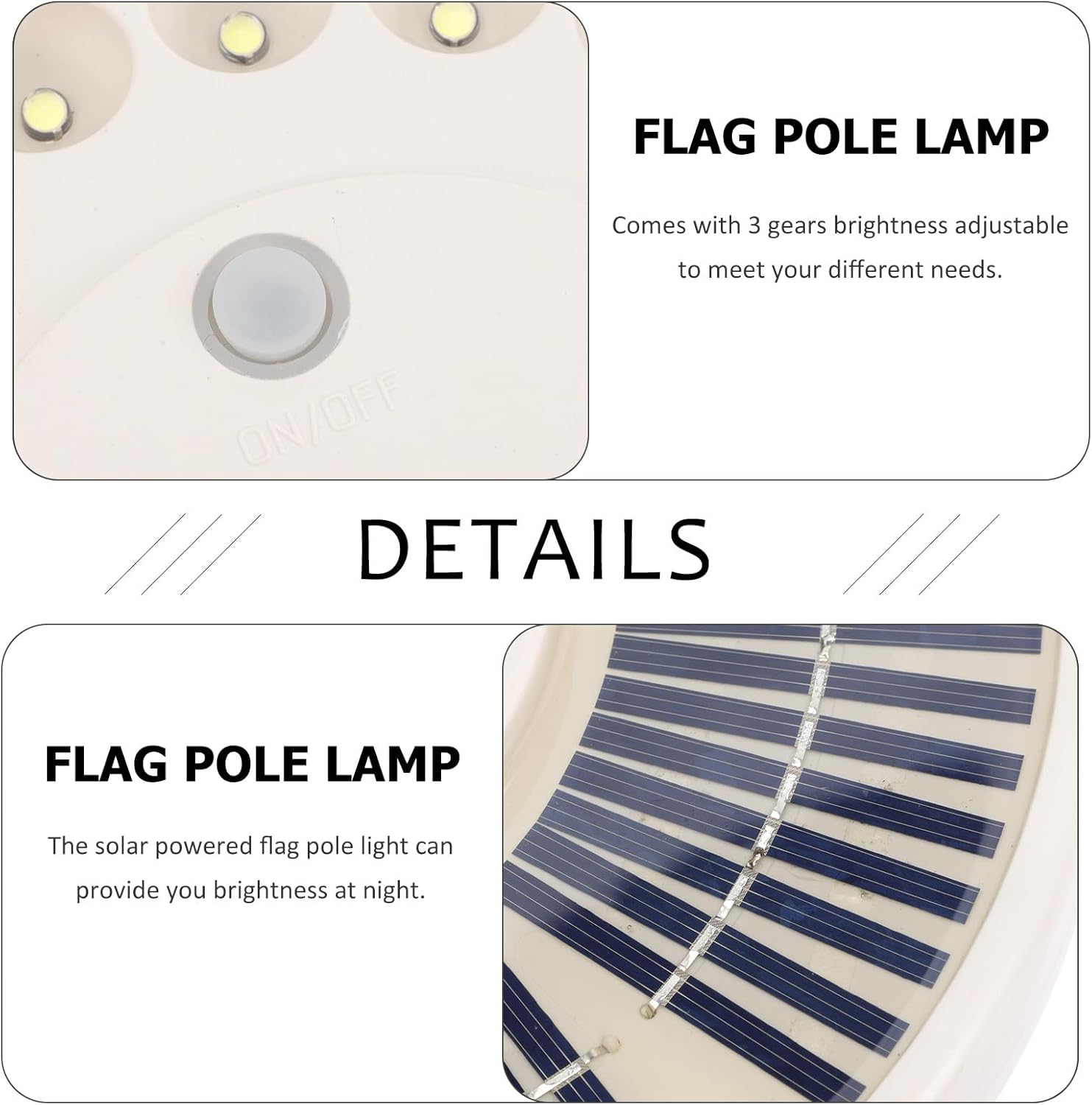 Solar Flag Pole Light 48-led Solar Powered Lantern for Camping and Outdoor Use for Flag Pole with High Brightness and Weather Resistance