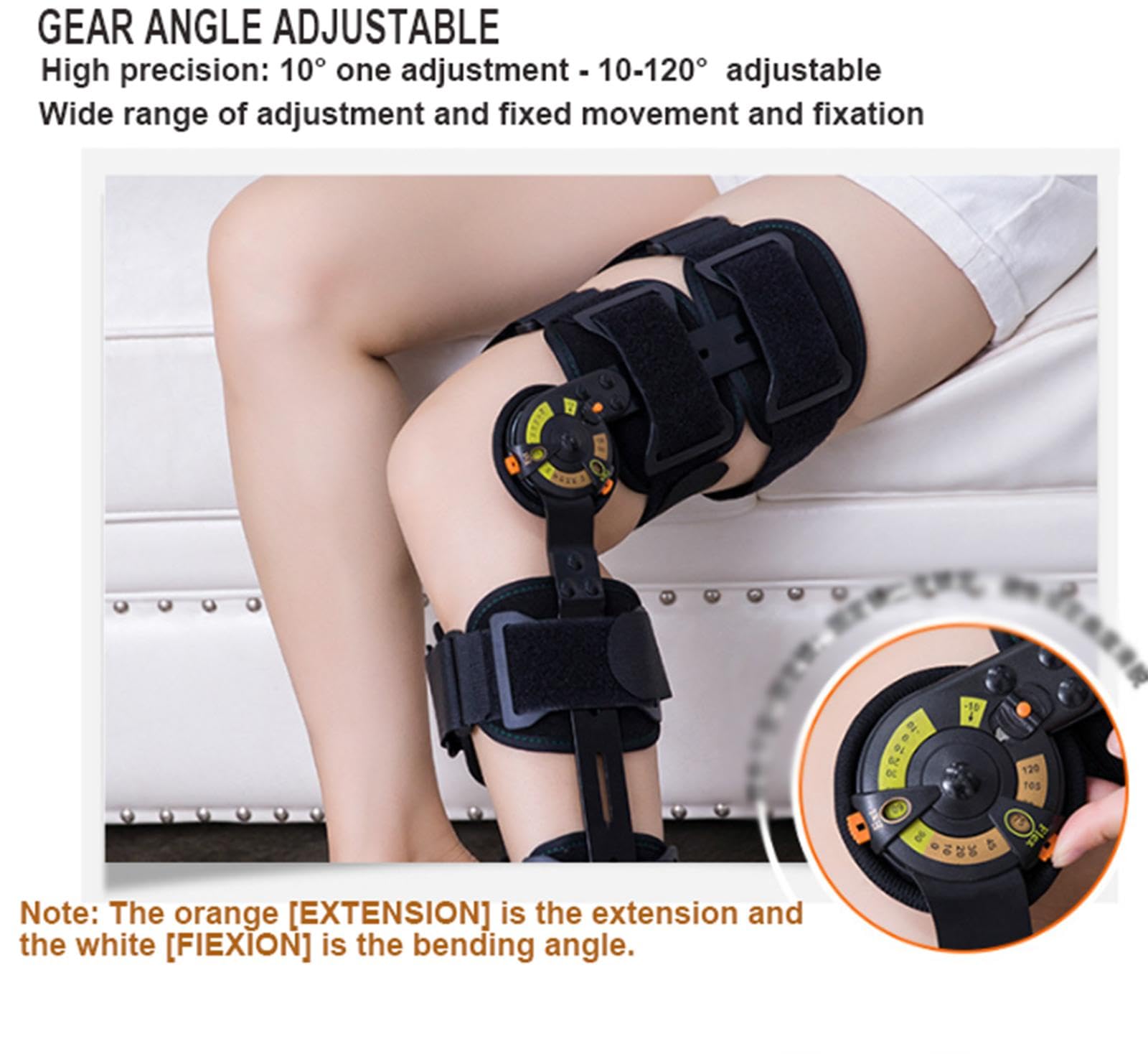 Rodillera ROM con Bisagras, Soporte de Recuperación Ajustable Postoperatorio, Estabilizador de órtesis, Para ACL, PCL, MCL, Desgarro de Menisco y Artritis