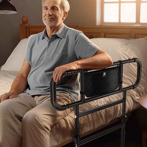 Rieles de cama plegables de seguridad para adultos mayores, rieles de asistencia de cama resistentes para personas mayores, con rieles de protección
