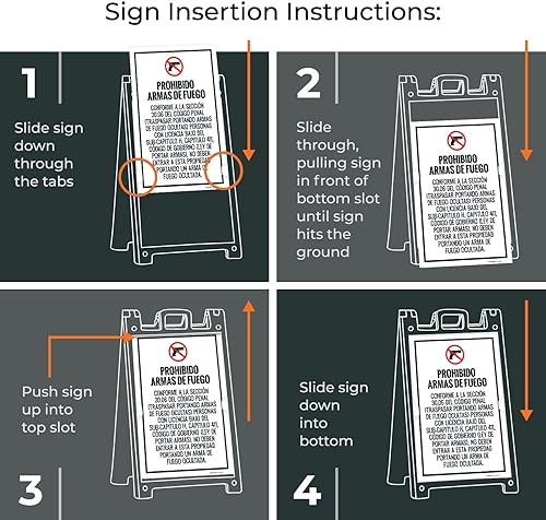 Miniatura 4 de Handguns Prohibited Pursuant To Section 3006 Penal Code Spanish Sidewalk Sign Kit 24x36 Inches With A Frame Stand Made in USA by Sigo Signs