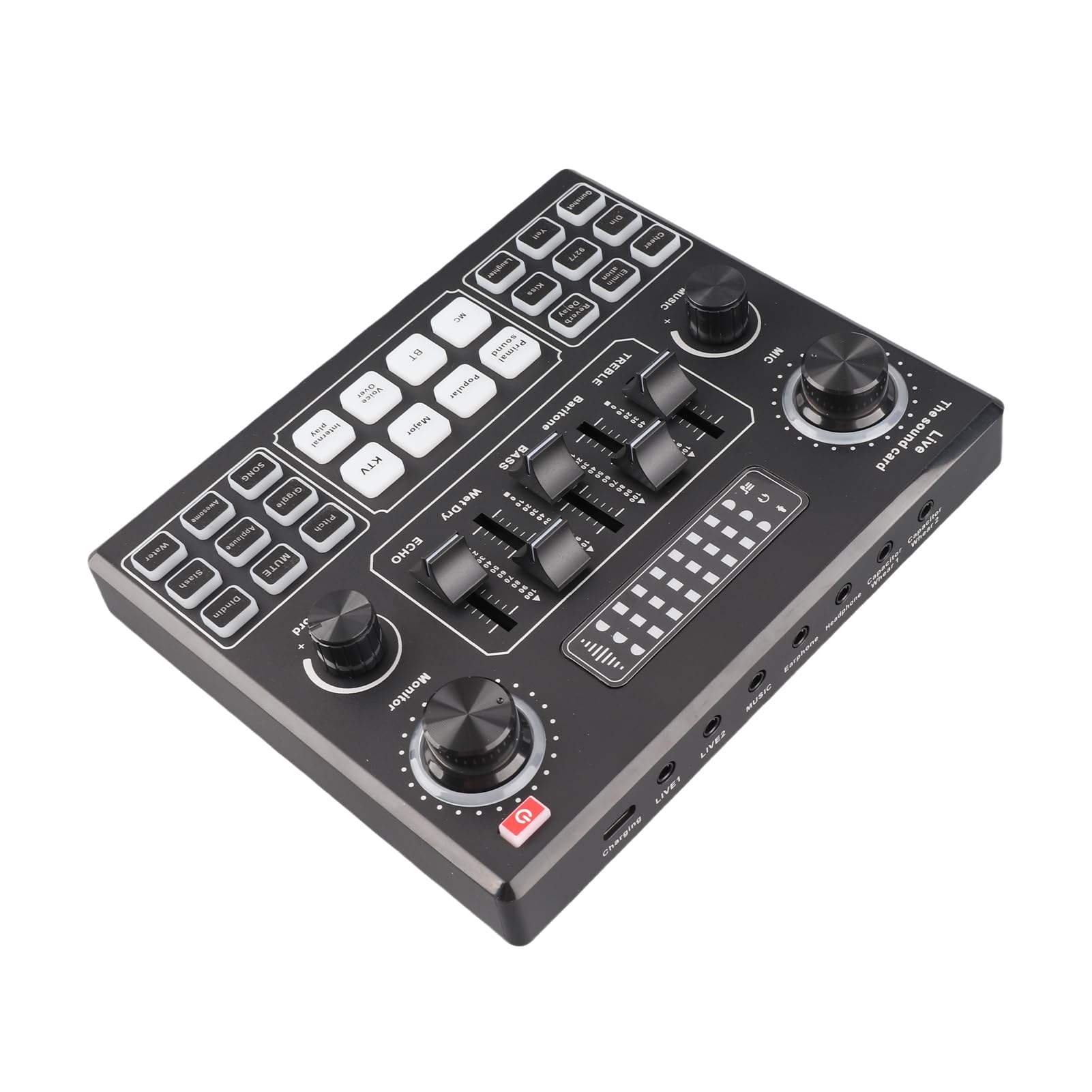 Eujgoov Intelligentes Soundkarten- und Mikrofon-Kit, ABS-Stahl, 12 Soundoptionen, Live-Streaming, Ideal für Podcaster und Musiker (Schwarz und Gold)