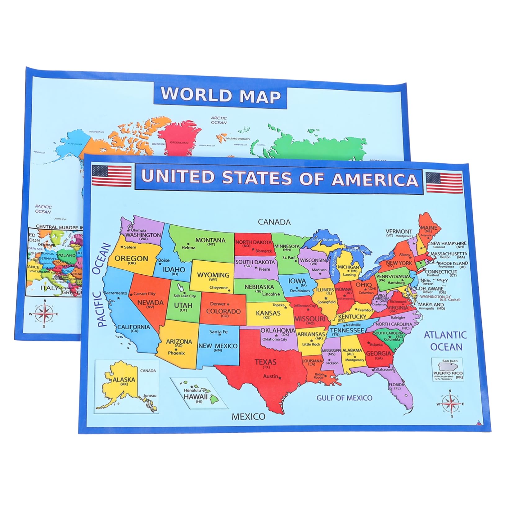 STOBOK 3sätze Geographie Wandkarte Lernposter Weltkarte Für Klassenzimmer Und Schlafzimmerdekoration Für Homeschooling Und Vorschule Klarer Druck Leuchtende Farben