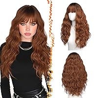 Vista 25 de BARSDAR Peluca rubia corta ondulada con flequillo, pelucas cortas onduladas de 14 pulgadas para mujer, pelucas sintéticas suaves hasta el hombro