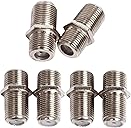 6-Pack Coaxial Cable Connector, F-Type Female to Female RG6 Coax Extender Adapter for TV, Satellite, Cable Modem & VCR (Nickel Plated, High-Speed Signal)