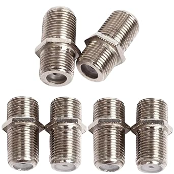 EZYUMM 6-Pack Coaxial Cable Connector, F-Type Female to Female RG6 Coax Extender Adapter for TV, Satellite, Cable Modem & VCR Nickel Plated, High-Speed Signal