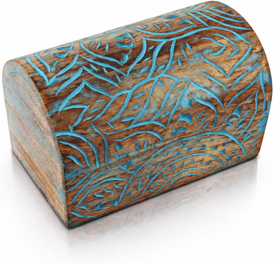 Handmade Wooden Jewelry & Keepsake Box, Decorative Storage Box, 8 x 5 Inch
