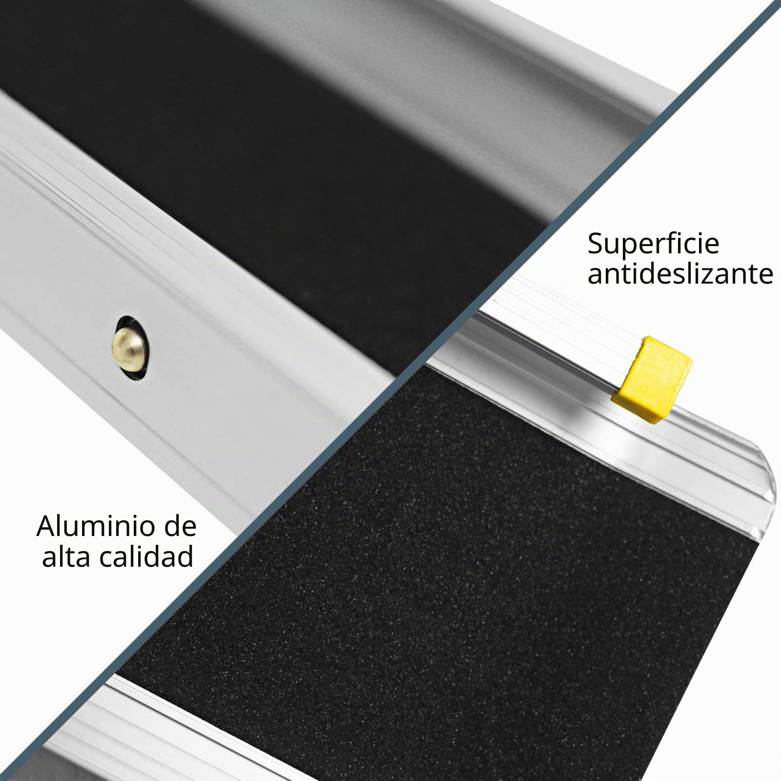 GYMAX 2 Rampas de Acceso de Aluminio, Antideslizante, Rampa Telescópica, Rampa de Carga para Silla de Ruedas, Soporta hasta 270 kg (4-7 ft)