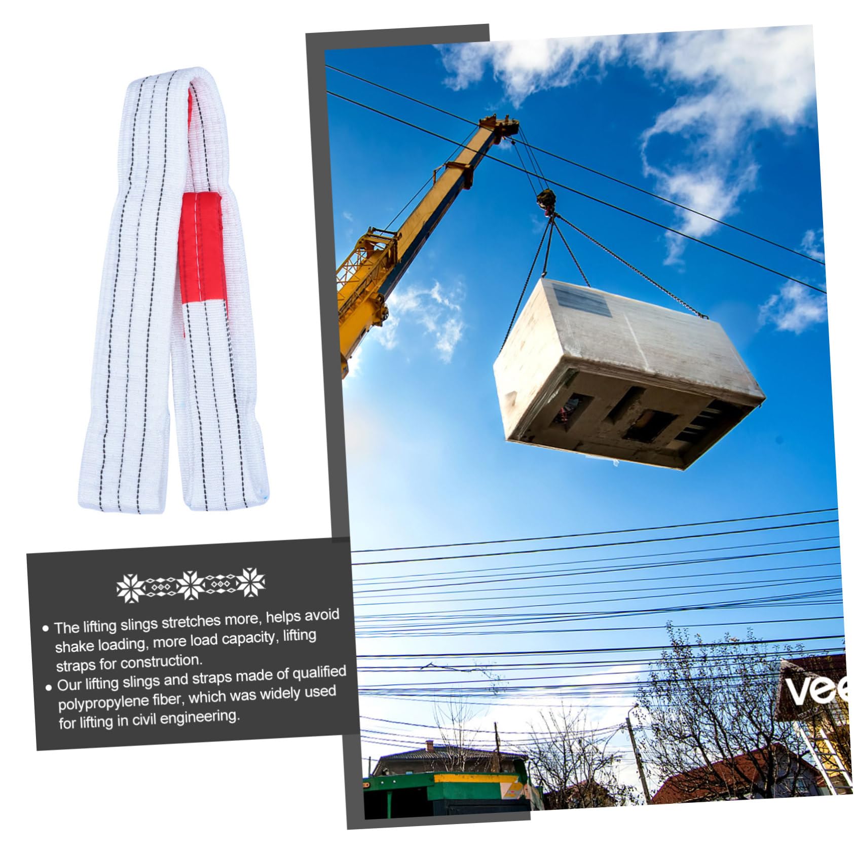 KICHOUSE 2pcs Lifting Belt Lifting Strap Strap Winch Webbing Straps Towing Strap Crane Lift Sling Strap Flatbed Straps Hoisting Straps Hard Hat Liner Tow Strap Polypropylene White