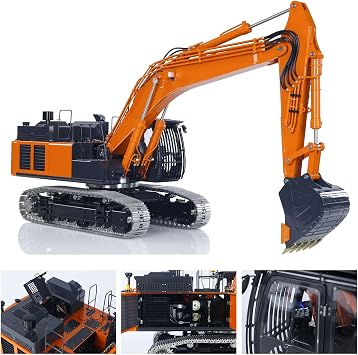 US in Stock, LESU 1/14 RC Hydraulic Excavator Model Aoue Zx490 Metal Remote Control Heavy Digger Car 6Ch Valve Light 6Ch Electrical Slip Ring Hobby Grade Model for Ages 14+