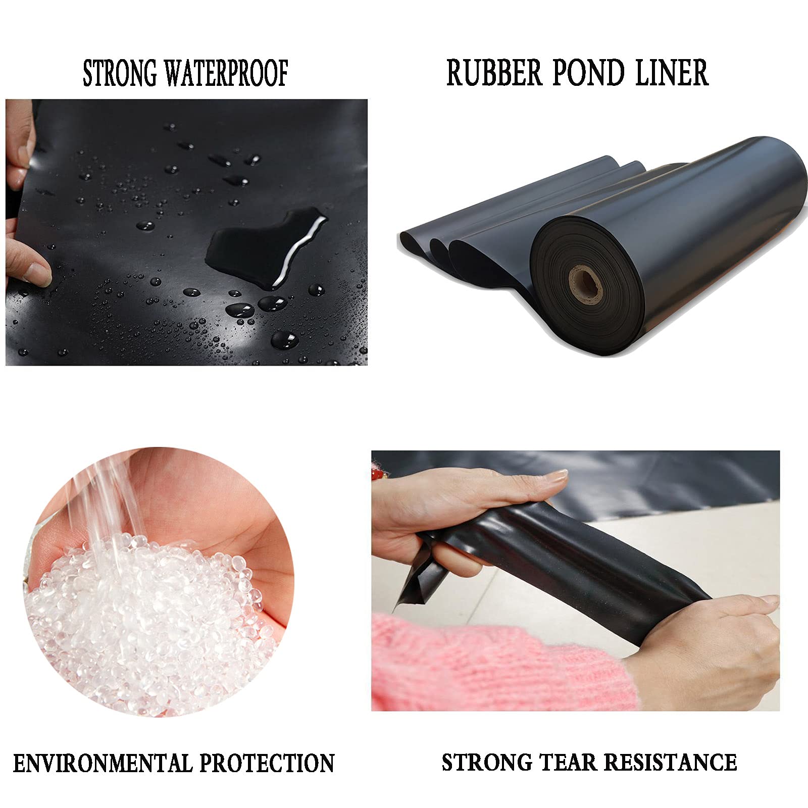 Bâche D'étang,Bâche pour Bassin Jardin,Bâche à Bassin HDPE de Jardin de piscines,Bassin d'eau Jardin Étangs Koï Bâche Agricole Étanche 0.2mm Noir