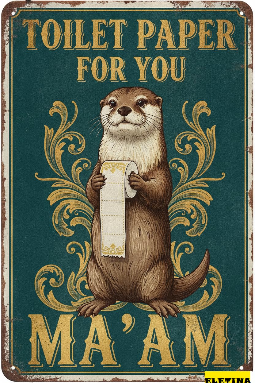 Personalized Sign for Man Cave Funny Vintage Animal Metal Tin Wall Decor, Retro Farmhouse 8x12 Inch Wall Art Restroom Toilet Home Washroom Bathroom Private Property Decorative