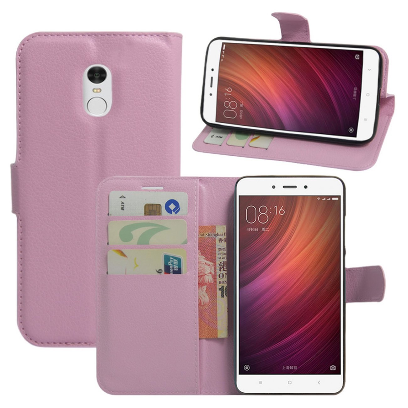 HualuBro Custodia Xiaomi Redmi Note 4, [Intorno Protezione] Custodia in Pelle PU Leather Portafoglio Wallet Protettiva Case Flip Cover per Xiaomi Redmi Note 4 Smartphone (Verde