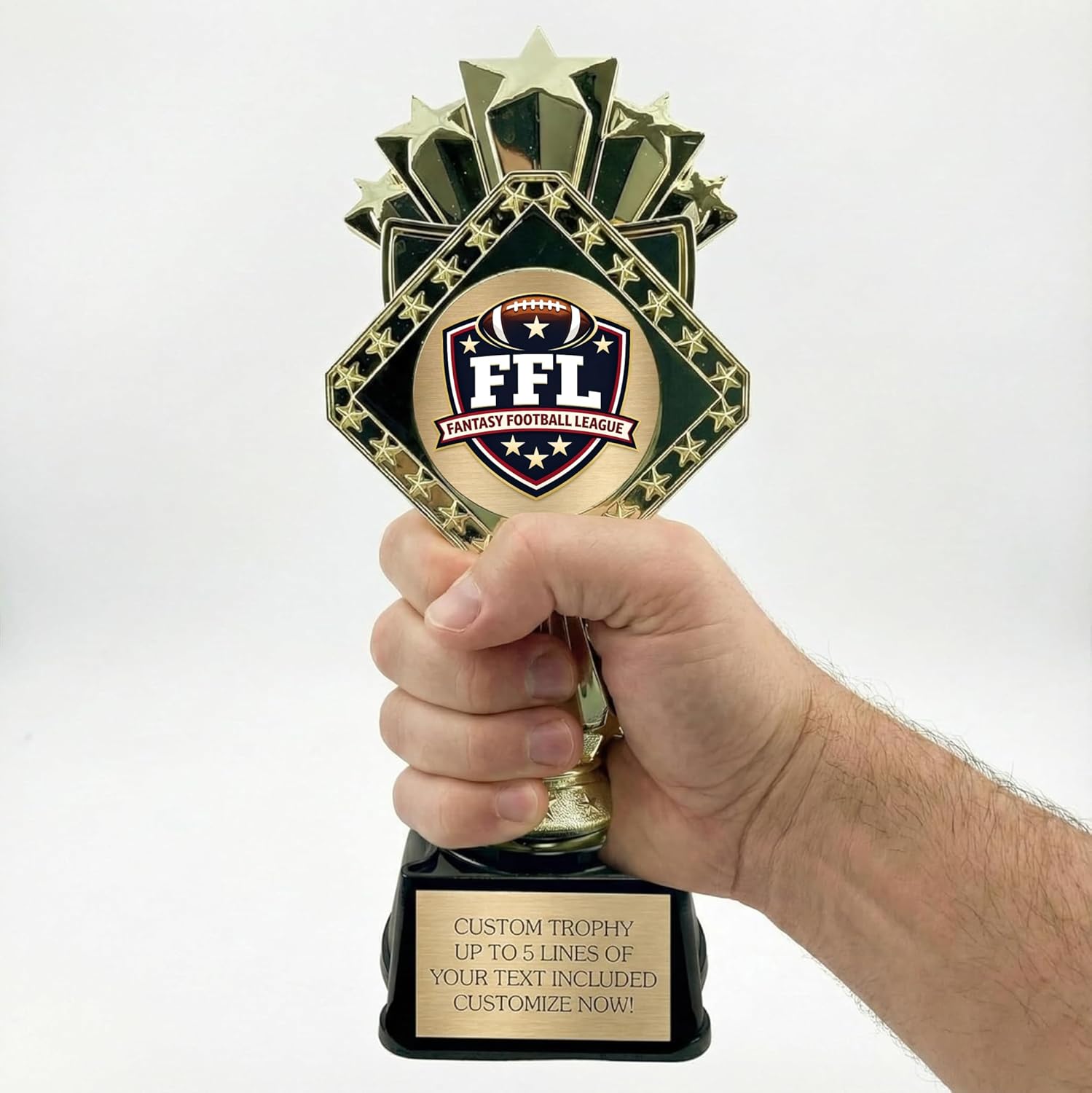Fantasy Football Trophy 9" Customizable Personalized - Engraved Championship Award for 2025 FFL League Winner - Champion Trophy with Custom Plate Included