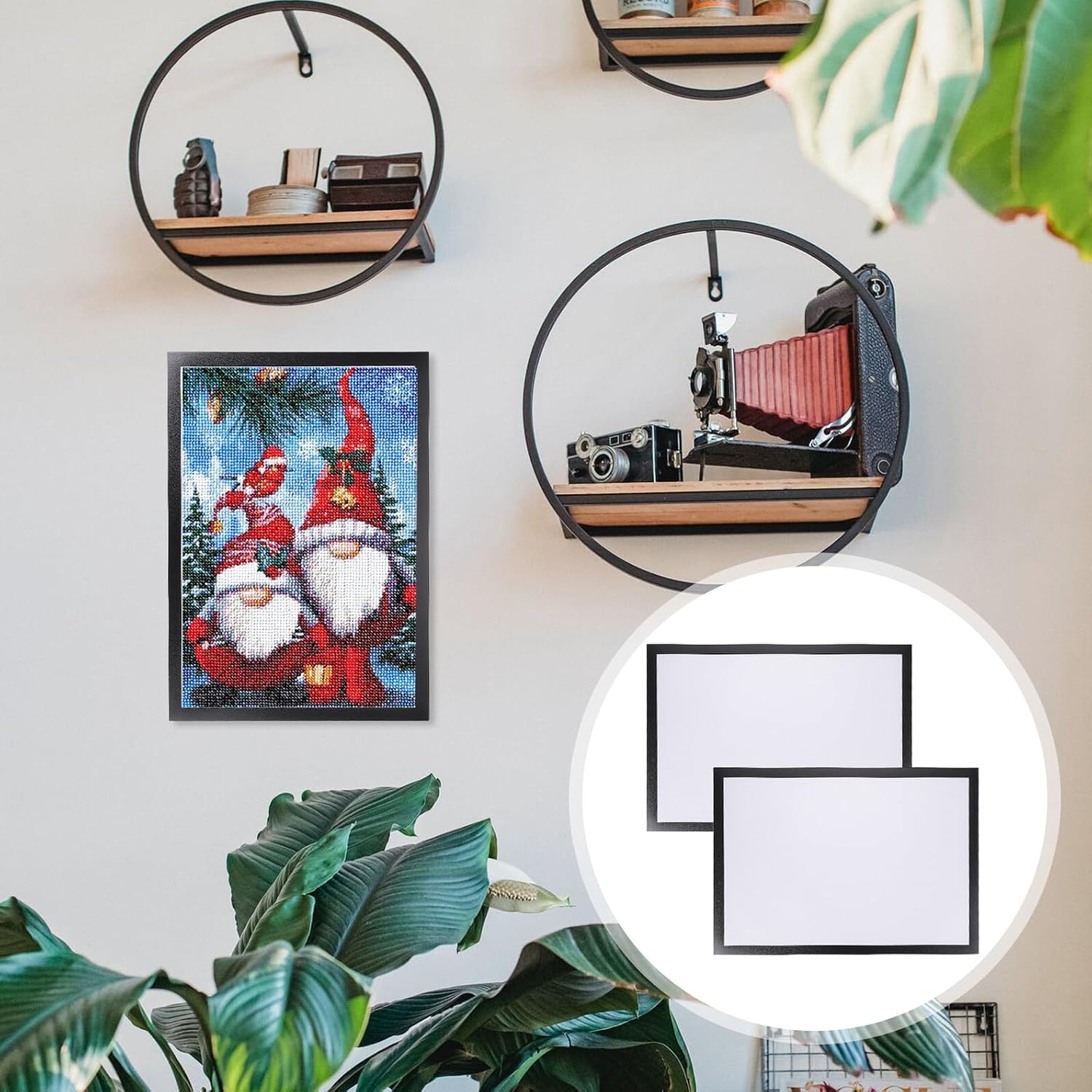 2 Sets Self-adhesive Magnetic Picture Frames for Wall Hanging Magnetic Photo Frames for Paintings Posters and Business Display Easy Installation Black