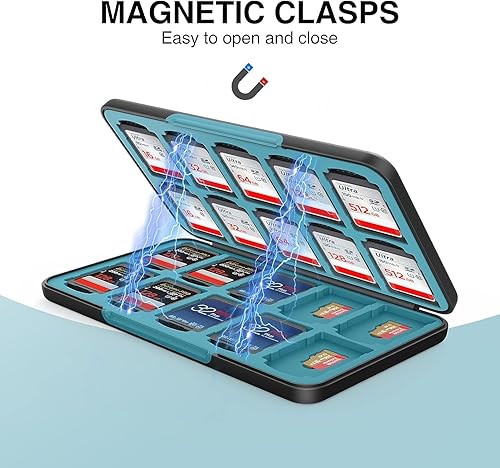 Miniatura 3 de HEIYING Soporte para tarjetas SD para tarjetas SDTF, funda de almacenamiento portátil para tarjetas de memoria compatible con 20 ranuras SDXC SDHC y