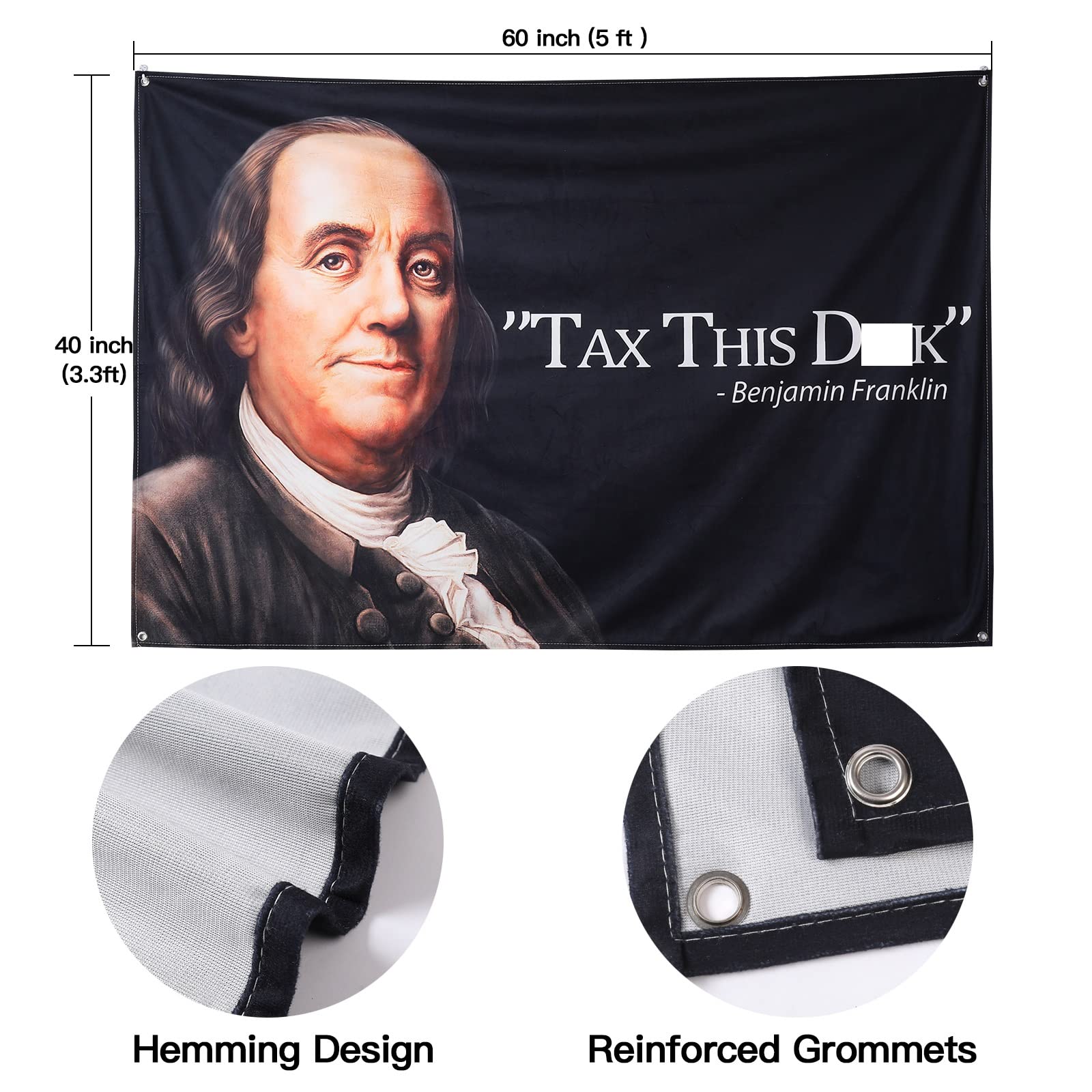 Lustige Tax This Dic Flagge – 90x150 Cm Mit Benjamin Franklin Zitat, Polyester