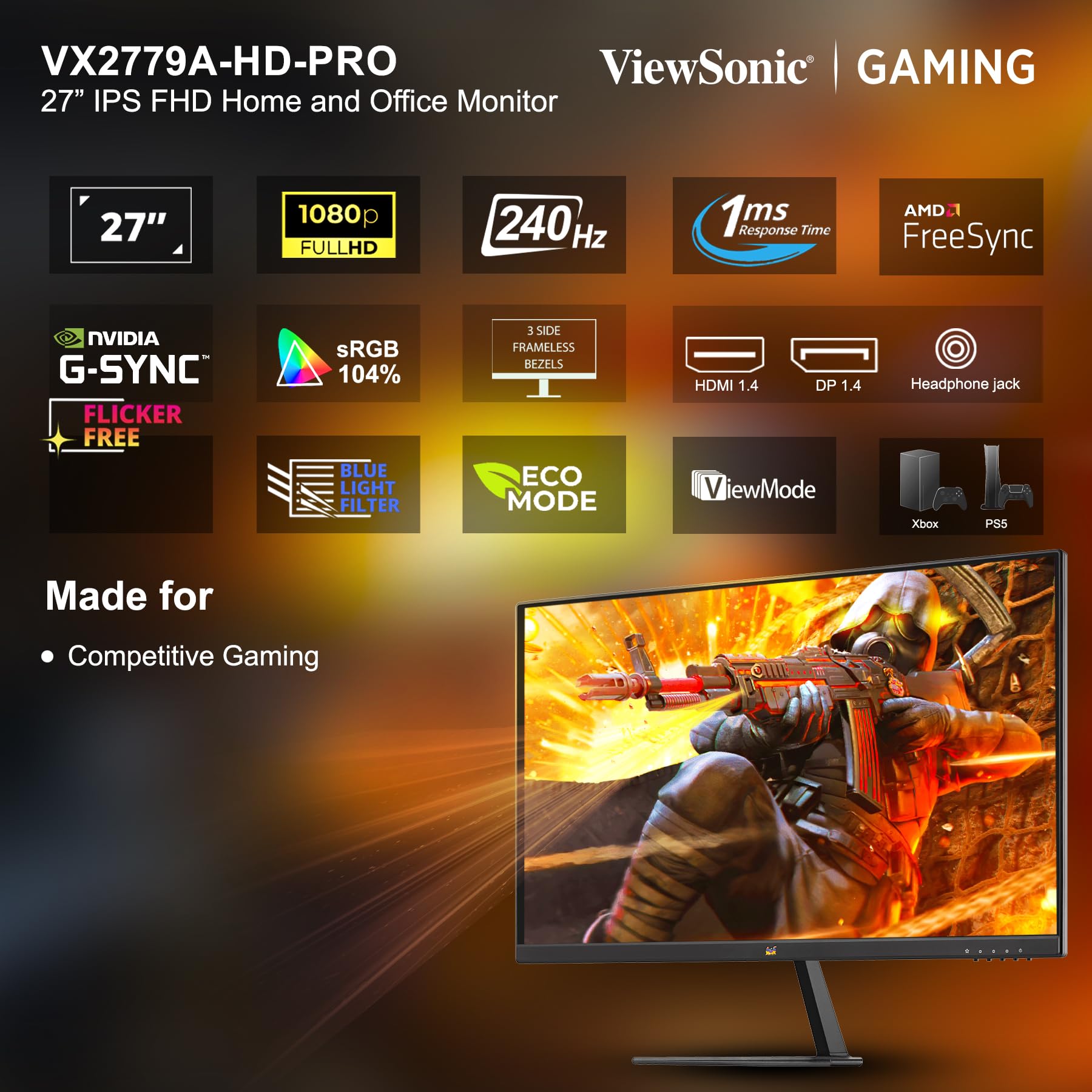 VX2779A-HD-PRO 27" 240Hz Gaming Monitor - Global - View #10