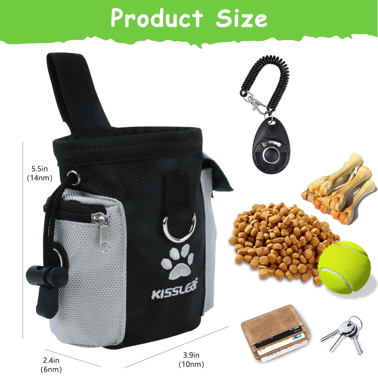 kissleaf Porta Premietti per Cani Multifunzionale Borsa Porta Snack Cane Sacchetto Addestramento Cani Marsupio Premi Cane Porta Sacchi Cibo Cane