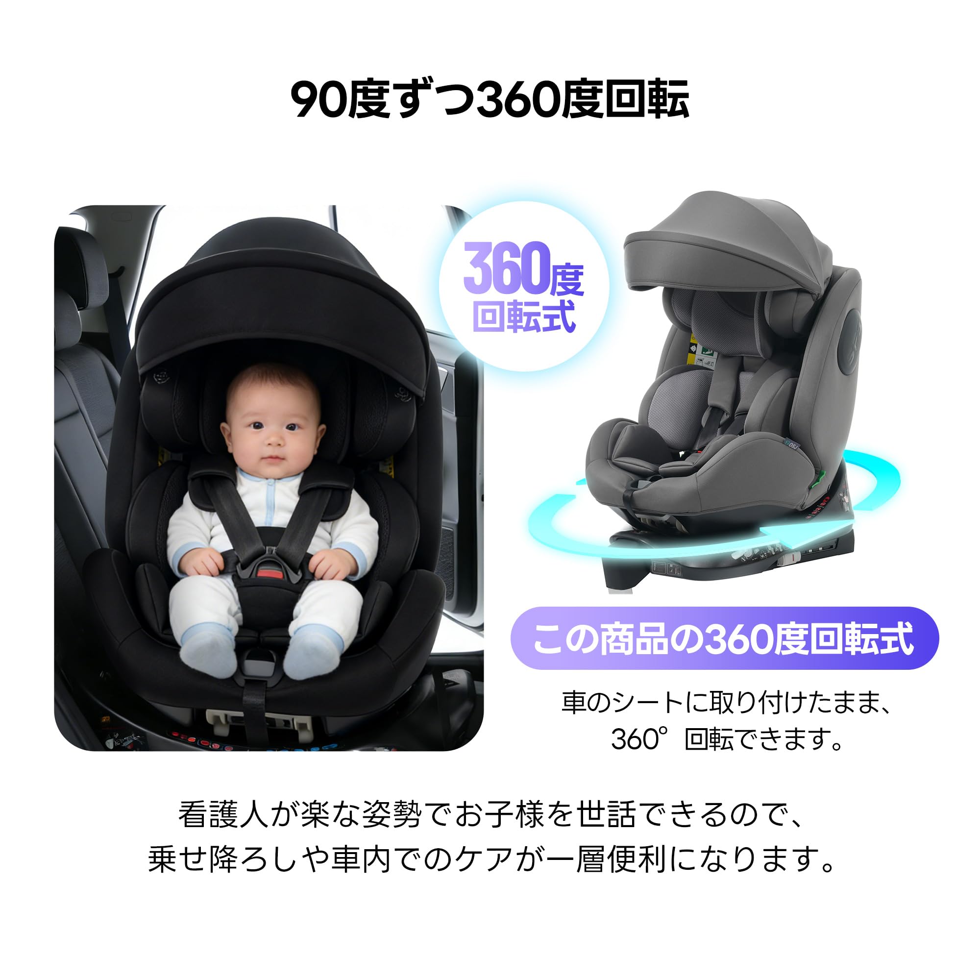 Amazon | OSJ チャイルドシート 360度回転式 ISOFIX ベビーシート 安全
