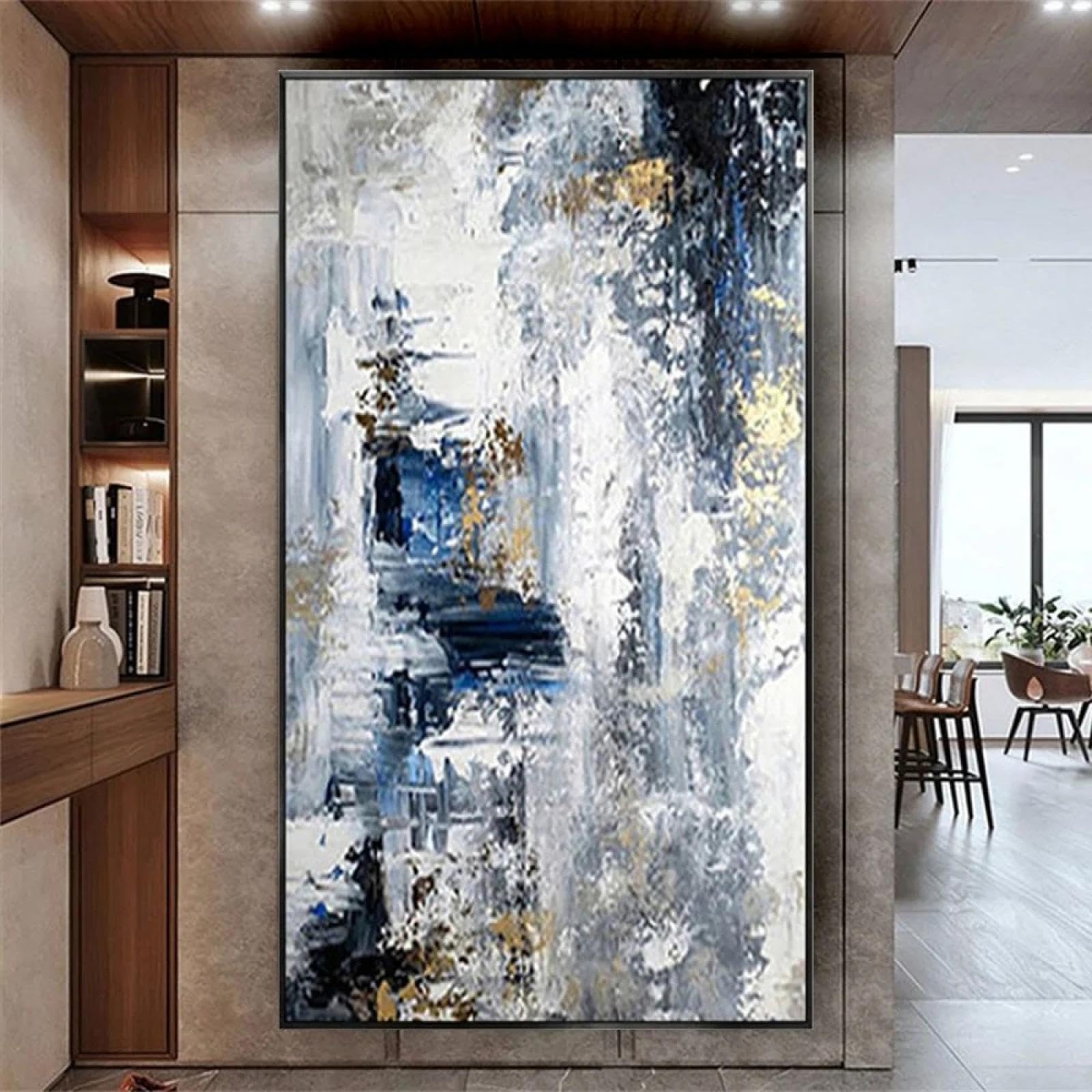 ZHMANLUCK Duże obrazy do salonu dekoracja ścienna abstrakcyjne obrazy olejne na płótnie styl nordycki sztuka ścienna plakat nowoczesna dekoracja domu 95 x 193 cm / (37 x 76 cali) z czarną ramą