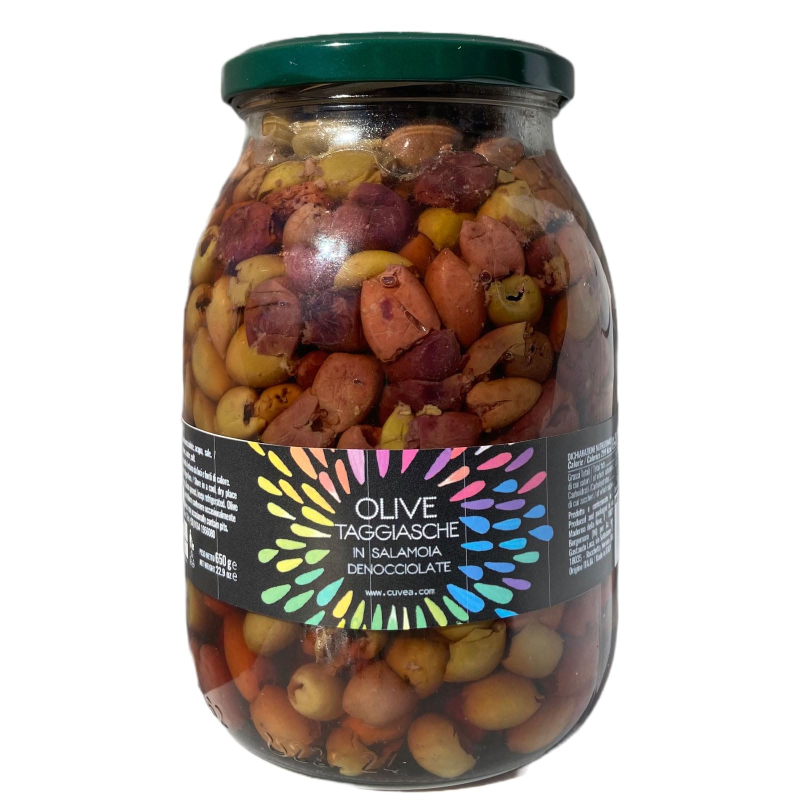 Olive taggiasche denocciolate in salamoia 900 g (peso sgocciolato 650 g)