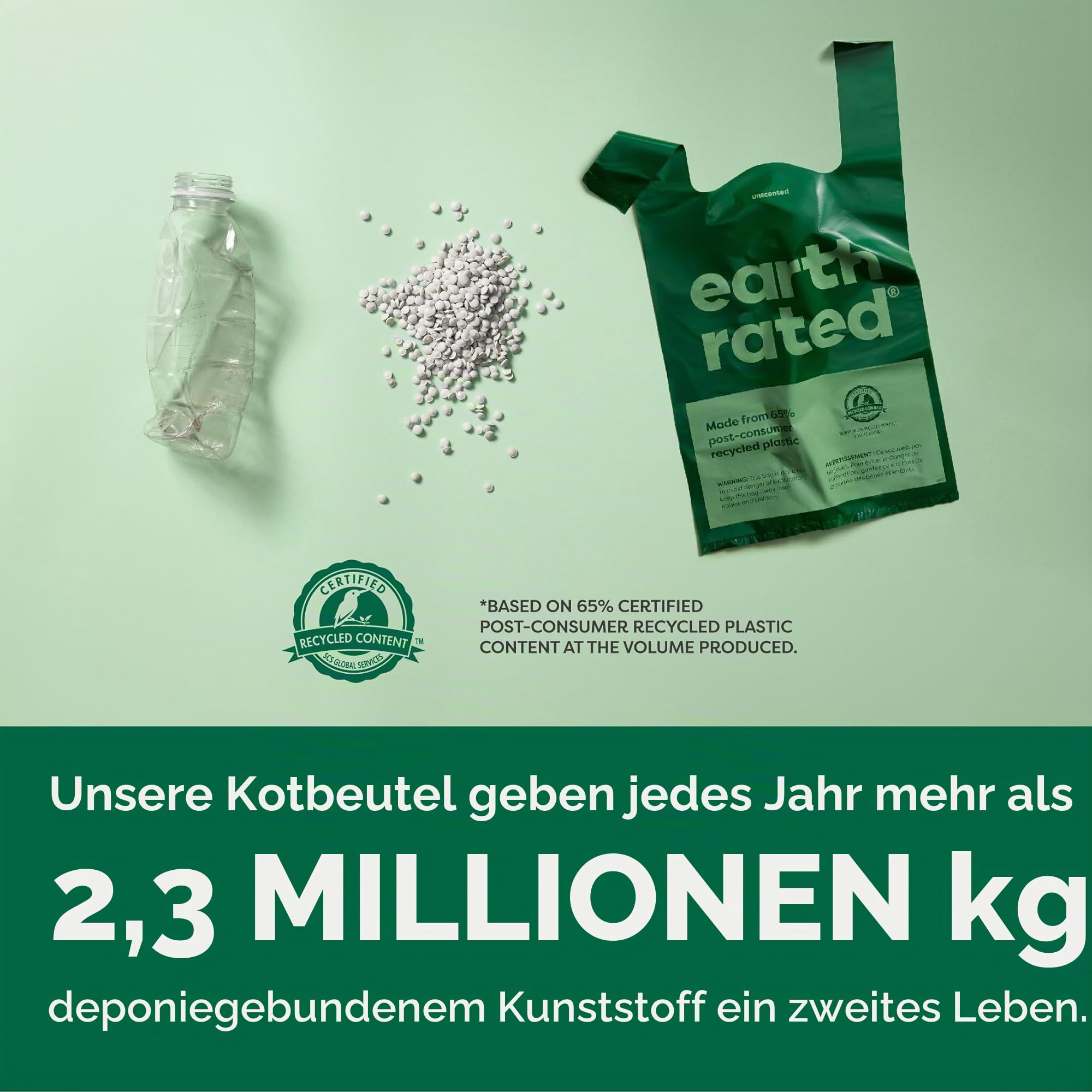Earth Rated Hundekotbeutel mit Griffen, Vorteilspack, leicht zu binden und garantiert auslaufsicher, geruchlos, 600 Stück
