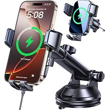 Coolpow Wireless Car Charger,15W Fast Charging for iPhone Wireless ChargerMilitary-Grade Stabilizing Arm Clamp360 Adjustable Phone Holder Mount Car Phone Mount Charger for iPhone and Samsung Galaxy