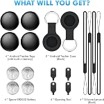 Air Tracker Tags for Android with Case- Bluetooth Tracker Item Finder for Key, Wallet, Luggage - Works with Google Find Hub, IP66 Waterproof, Smart Tag for Android & Samsung Phones (4 Black)