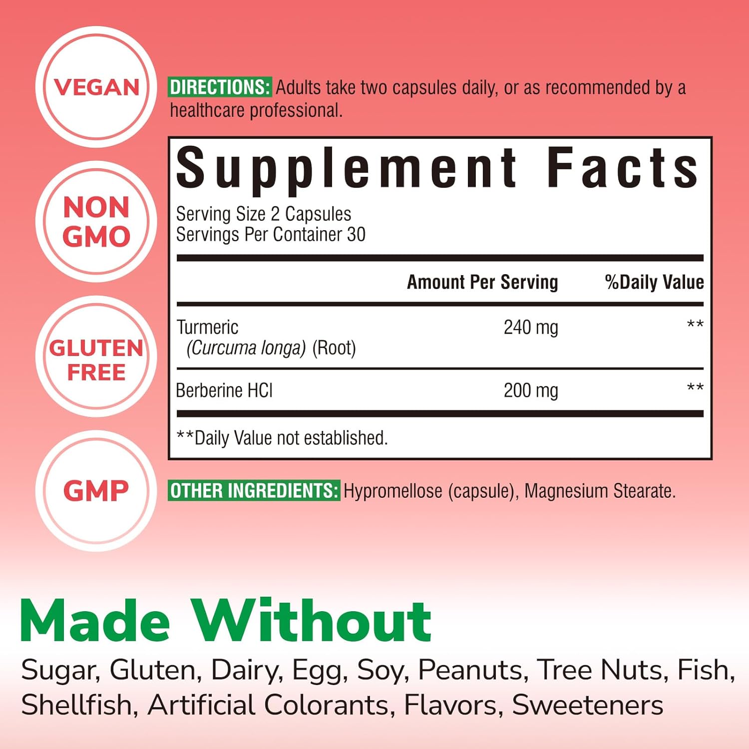 Berberine Supplement, with Turmeric Root, 97% High Potency Berberine HCl, Support Metabolism, Heart Health, Immune System, Vegan, 60 Capsules - Image 4