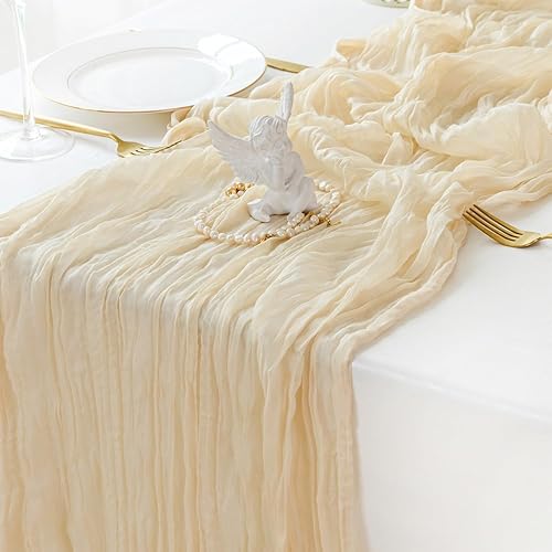 Vista 8 de Sioloc Paquete de 10 caminos de mesa de estopilla lila morado lavanda de 120 x 35 pulgadas, decoración de primavera y Pascua, gasa suave, decoración