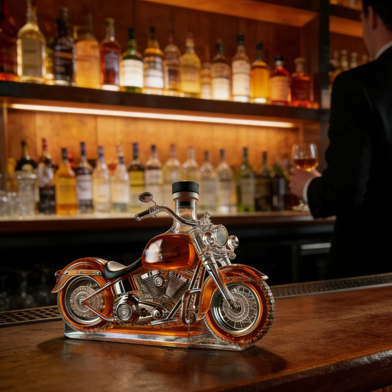 Décanteur à whisky en forme de moto de 300 ml, statue d'art en verre, support décoratif pour la maison, le bar et la salle à manger