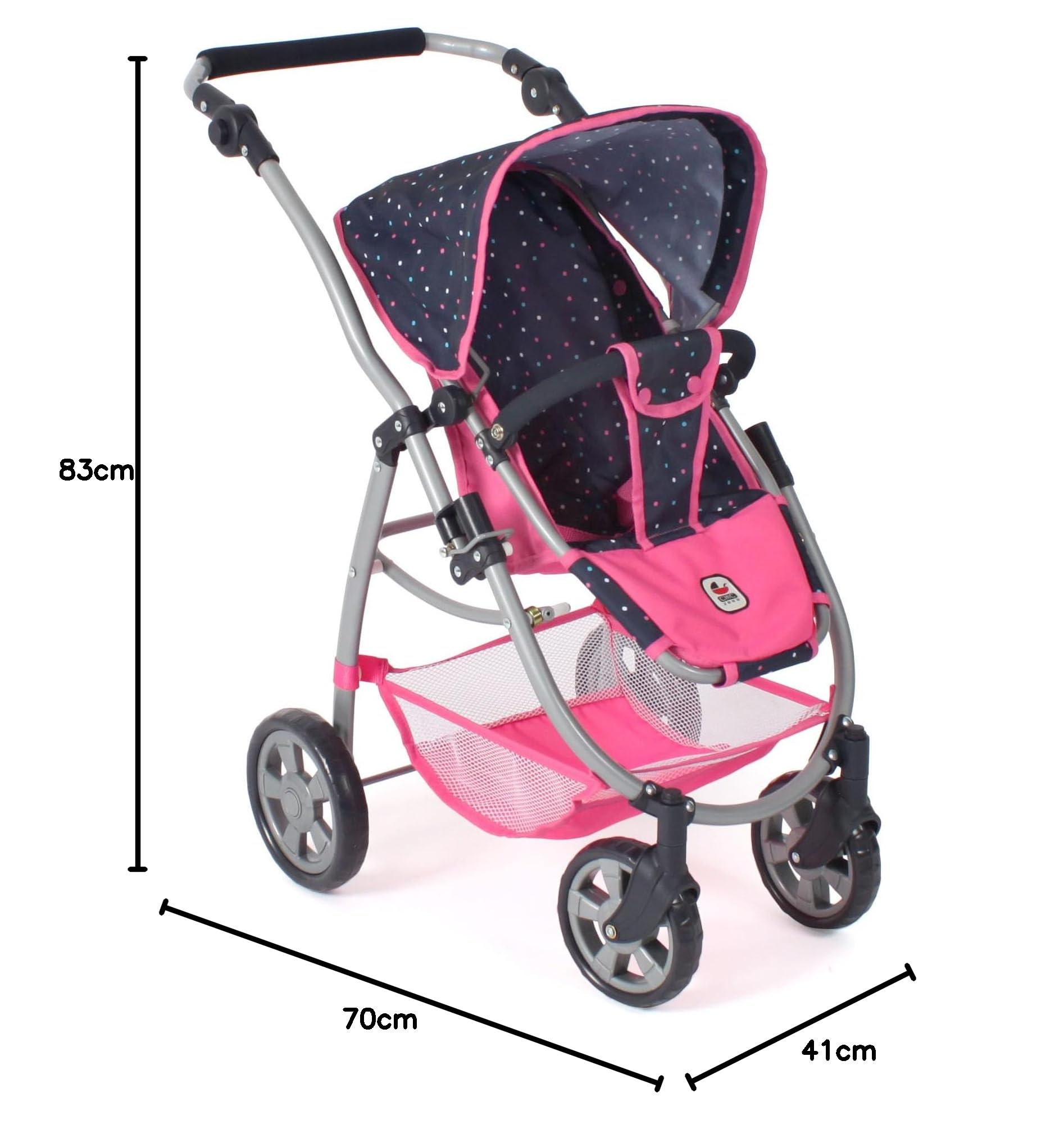 Bayer Chic 2000-640-84 Puppenwagen Emotion All In 2.0-3in1 Puppenwagen-Set bestehend aus Babywanne, Sportsitz und Autositz, Konfetti, pink