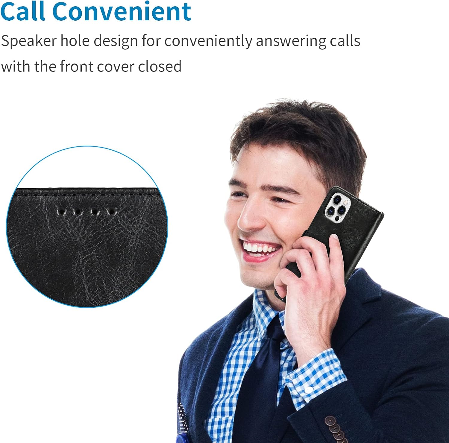 iCoverCase for iPhone 12/12 Pro Wallet Case with Wrist Strap, [RFID Blocking] PU Leather Kickstand Shockproof Case with Credit Card Holder Magnetic Flip Folio Cover Case (Black) - Image 8