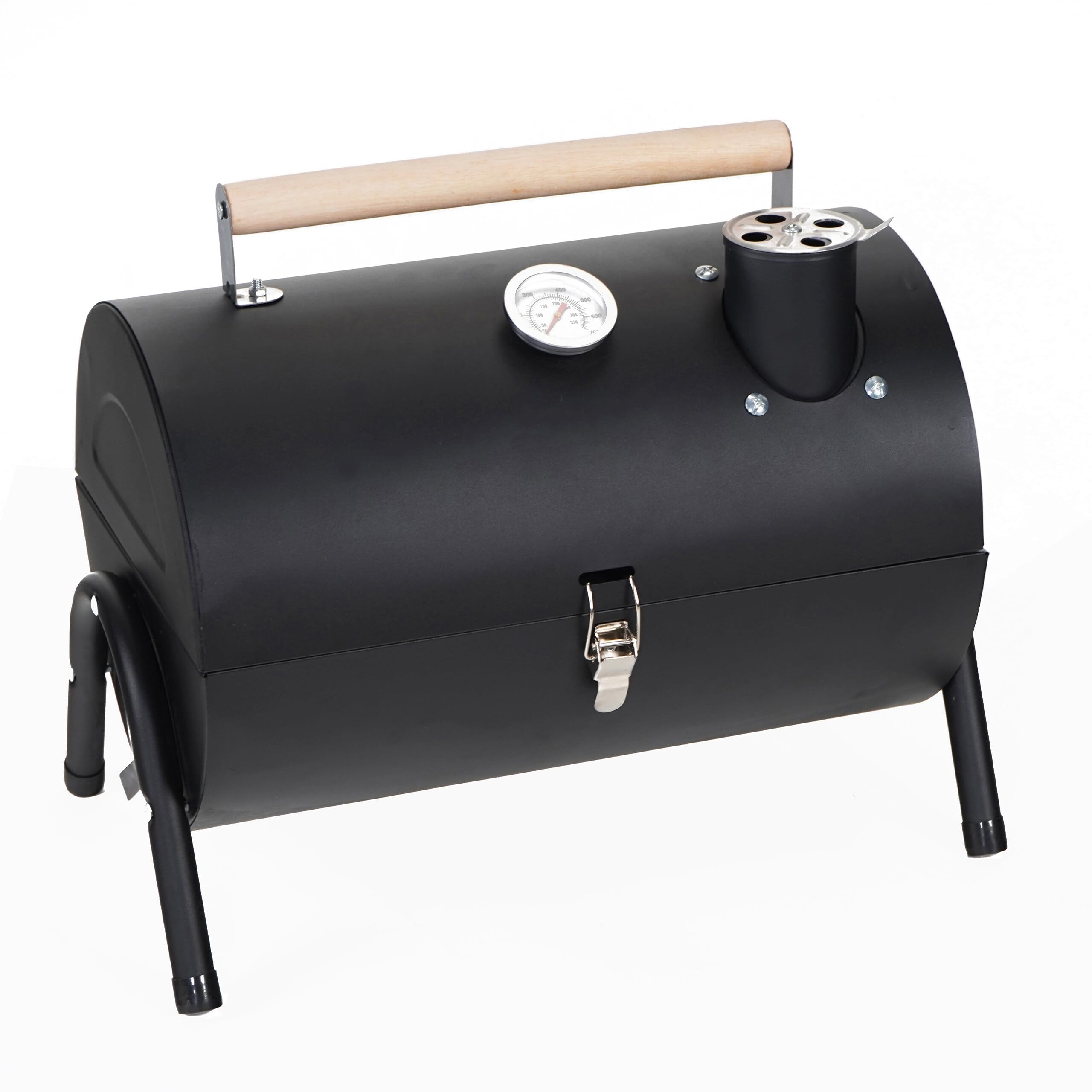 Relaxdays Grill da Campeggio, 2 vaschette Carbone, termometro, sfiato, Nero | 35 x 41 x 29 cm, grill da tavolo portatile