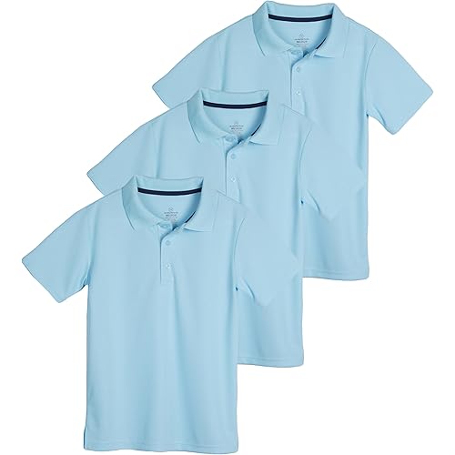 Real Essentials 3 Pack: Boy's Short Sleeve Polo Shirt - School Uniform Active Performance Golf (Ages 4-16)