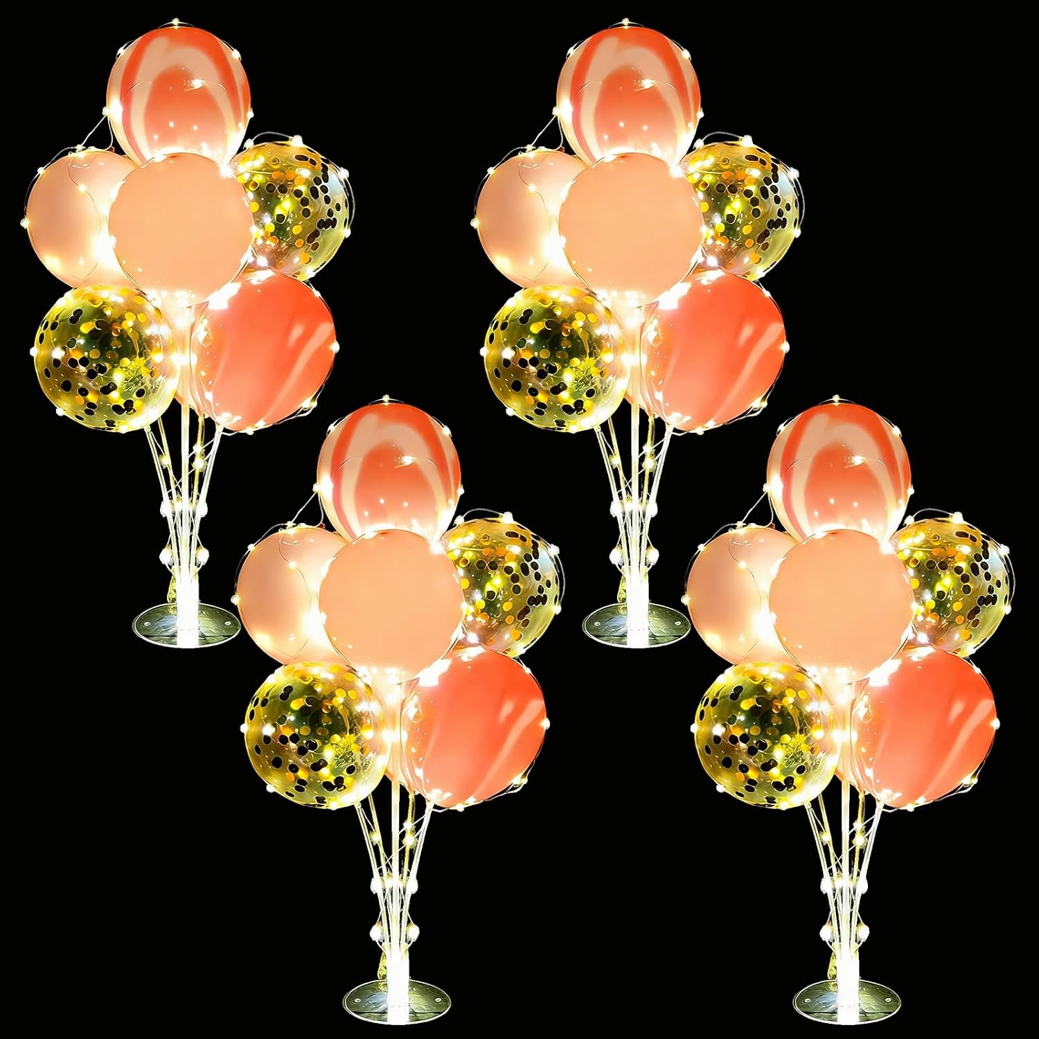 2 Sets Balloon Stand Kit Pink with String Light Table Centerpiece Reusable Balloon Decorations for Party