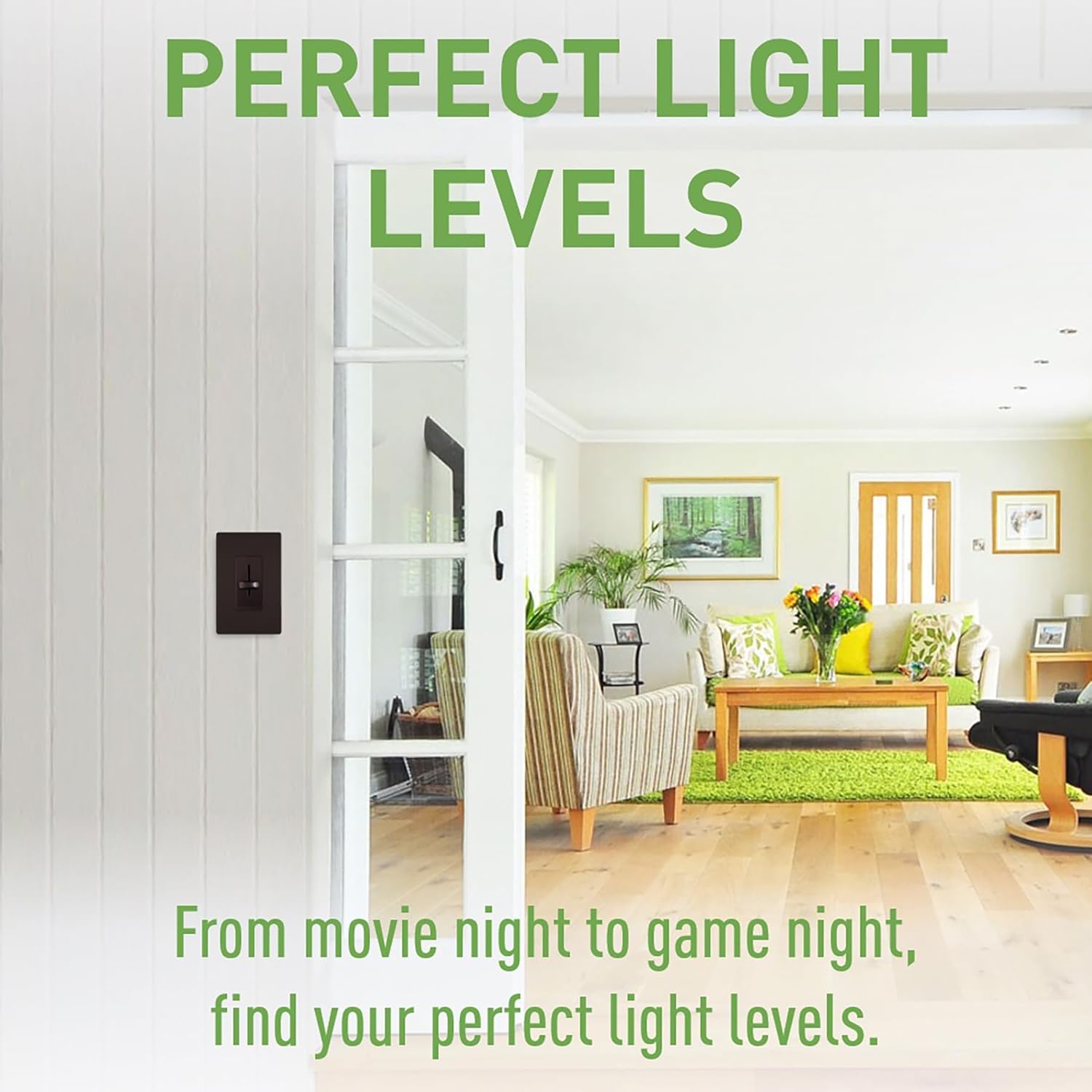 Legrand Pass & Seymour 450W LS Series Non-Preset LED Dimmer Light Switch, For Dimmable LED & CFL Bulbs, Single Pole, LS450, Brown, 1 Count